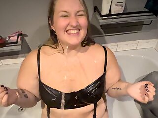Piss on Hot BBW Blonde Wife!! Piss in Face and Hair.  Pee Slut!