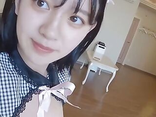 A Japanese beauty with black hair, and moreover big tits, after a blowjob, she cums in her mouth, uncensored