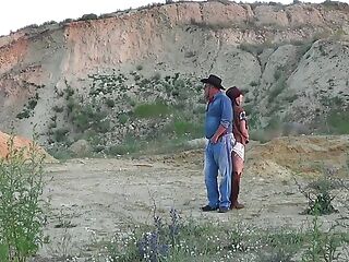 Cowboy sex on the hill background