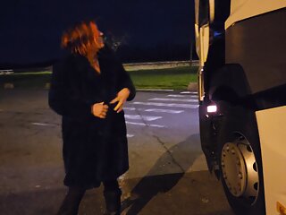 in exhib a truck driver surprises me and fucks my pussy and my ass