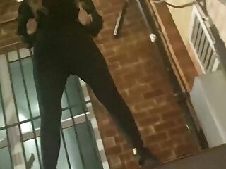 Pissing down the stairs