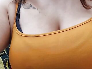 Mommy in supermarket tits worship