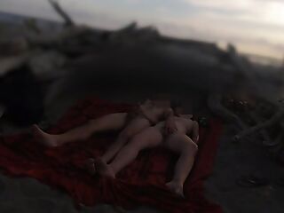 Strangers caught my wife touching and masturbating my cock on a public nude beach with cumshot - MissCreamy