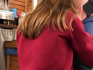 GIRL BARISTA DOES BLOWJOB TO TEEN AT WORK (WITH TALK)