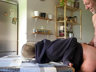 WILD SEX IN THE KITCHEN - FUCKED FROM BEHIND AGAINST THE TABLE ( by WILDSPAINCOUPLE)