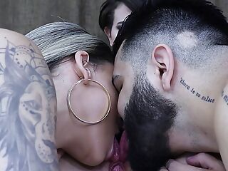 Threesome with two hot babes fucking ass