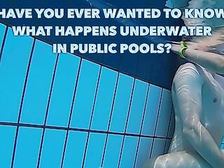 Real couples have real underwater sex in public pools filmed with a underwater camera