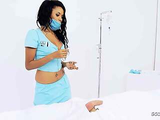 Sexy Ebony Nurse Keisha Kane seduce Patient to Rough Interracial Fuck