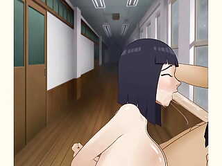 Hinata Hyuga Submissive Blowjob in Office Hallway - Sdt