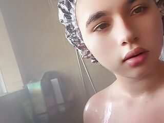 Bbw girl taking a shower