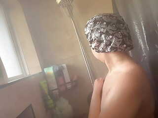 Bbw girl taking a shower