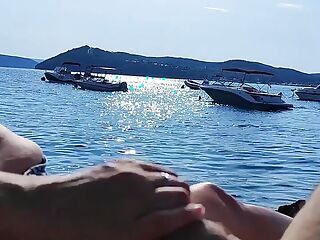 French MILF Handjob Amateur on Nude Beach in Greece to Stranger with Cumshot - Misscreamy