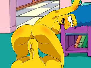 Marge fucks hard while moaning, the simpsons parody