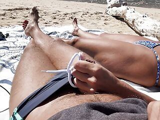 blowjob on a nudist beach...
