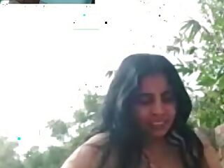 Village aunty outdoor video call fingering with here boyfriend  