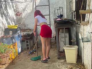 I Came Home and Saw My Maid Washing Clothes in a Skirt and I Couldn't Resist Her Ass