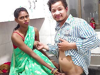Stepsister Pussy Hard Fucked by her Step Brother, she is wearing a saree.  in kitchen