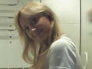 Sexy blonde teen in solo shower scene