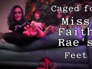 Caged for Miss Faith Rae's Feet - Femdom POV Chastity and Bare Foot Worship