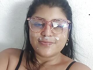 My stepsister interrupts me and I end up fucking her and filling her whole face with cum