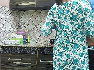 Beautiful Indian Step Mom Pussy and Ass Fucked Hard by Step Son while he is in kitchen Hindi