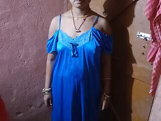 Indian Bhabhi first time in nighty dress 👗 I get naked and show my boobs and pussy