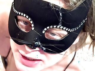 Playful Kinky Girlfriend Dressed As a catgirl Sucks Boyfriend Dick