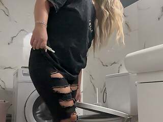 Big Ass Blonde Toilet After Lunch Meal