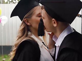 REALITY KINGS - Naughty Little Angel Sneakily Sucks Her Bf's Cock At Her Graduation Party Then Takes A Ride On it