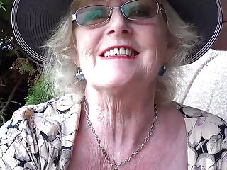 Auntjudys - 66yo Hairy Mature GILF Mrs. Claire Sucks Your Cock in the Garden (pov)