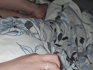 Step mom with sexy nails asslep with hand on step son dick