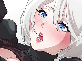 neir autonoma hentai 2B getting creampied in her tight anal 2D animation