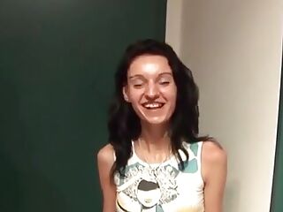 Skinny Brunette Slut Is Open for Exhibitioner Fuck in Front of a Camera