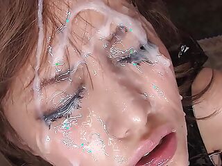 Massive Bukkake Facial at uncensored JAV Porn for Skinny Japanese Teen at Full Movie