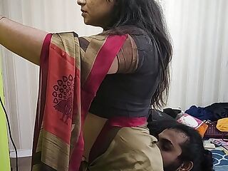 Vaishnavy ass lick in saree by Sharun Raj, Mallu couple hot saree ass romance, Hot girl ass kiss and rub by mallu boy, Romance