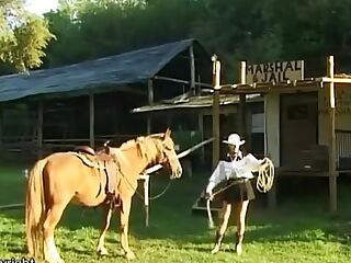 Cowgirls gets a hard spanking lesson