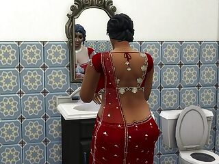 Indian Saree Aunty Lakshmi got invited to a house by her friend and fucked  - WickedWhims