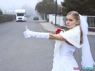 SHOCK CONTENT Sexy bride fucks random van driver on marriage day