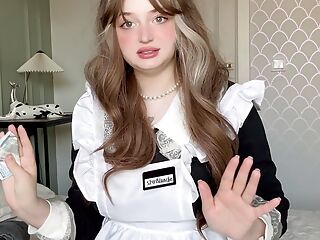 Teen part-time sexy Maid getting caught on web camera in hotel. Dripping wet pussy for extra tip