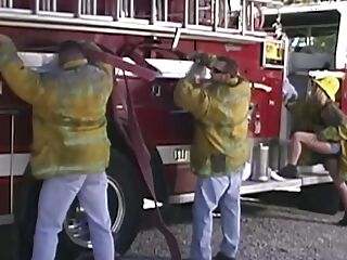 These super sexy firefighters had incredible sex next to their fire truck after cleaning it