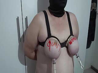 MaskedKinky - Tit torture for his pleasure