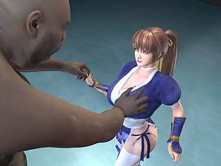 Kasumi get fucked hard by a big black cock and creampied on the arena.