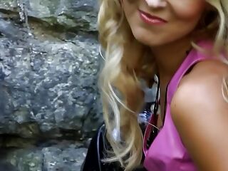 Blonde milf gets naked outdoors to show to her cam users on EroticOnly!