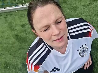 Pregnant German football mom fucks in the 9month outside