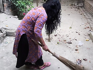 My aunty was cleaning the yard. But I hugged him, put him in my aunty ass, and started fucking him anal