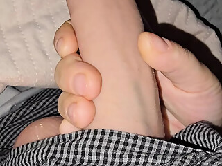 Step mom pulled out step son dick with balls and handjob his big dick