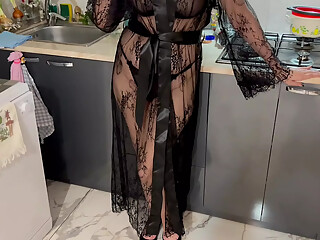 While my husband was on a business trip, a gorgeous milf in a negligee gave me a blowjob and I fucked her doggystyle.