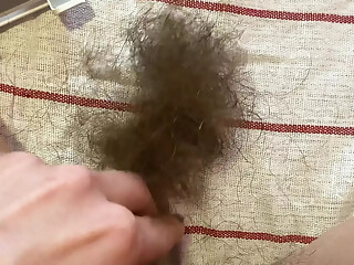 Hairy bush pussy hair cutting