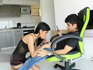 Beautiful brunette Indian sucking my cock until she gets the most out of it - Porn in English