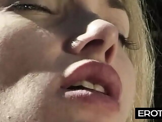 Moaning while gagging on cock, she begs for a facial